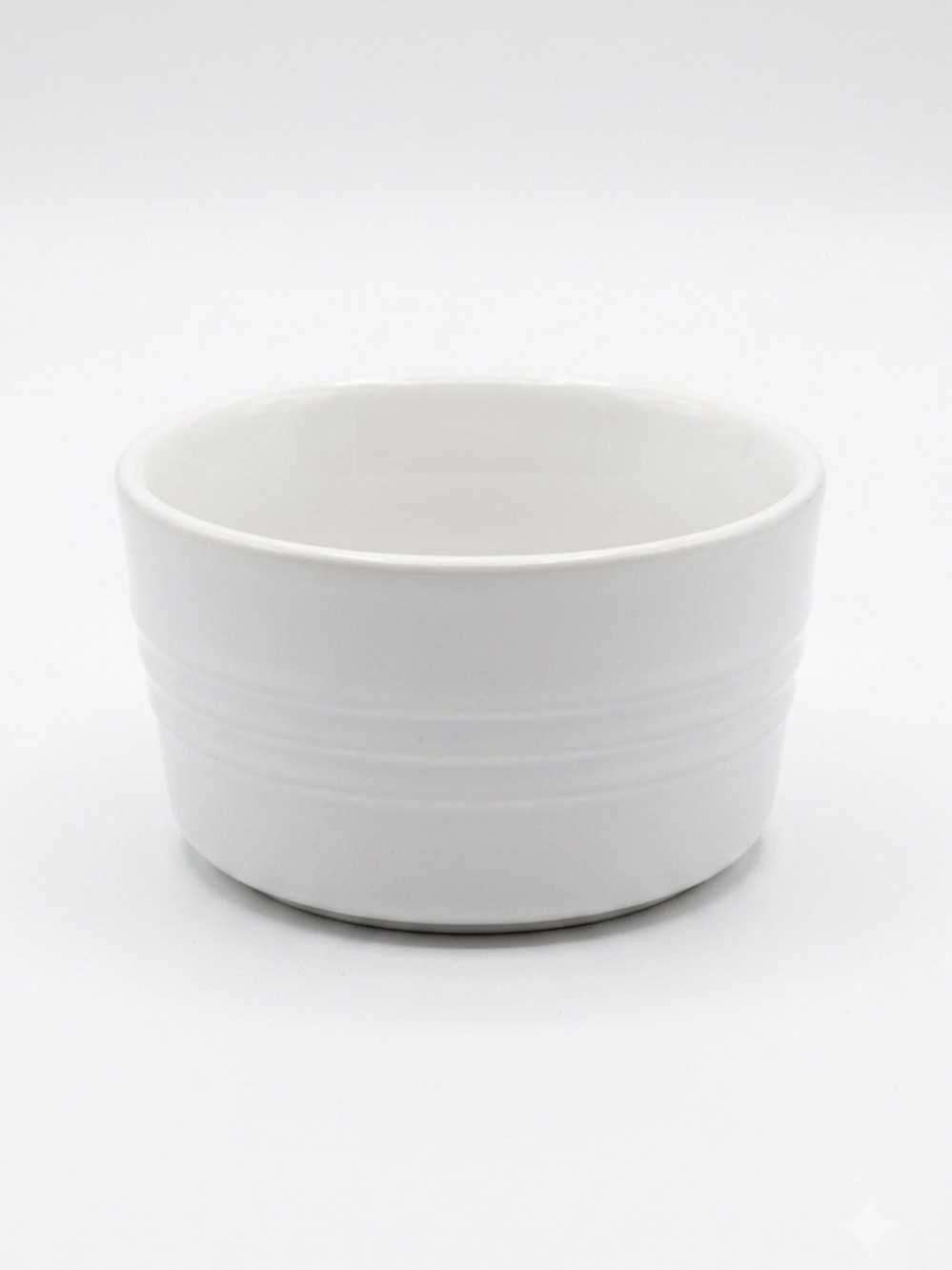 Le Creuset White Stoneware Straight Wall Ramekins Set of 2 EUC